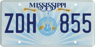 MS license plate ZDH855