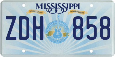 MS license plate ZDH858