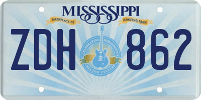 MS license plate ZDH862