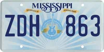 MS license plate ZDH863
