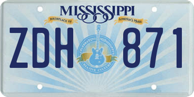 MS license plate ZDH871