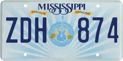 MS license plate ZDH874