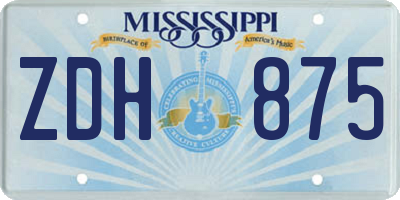 MS license plate ZDH875