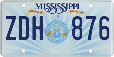 MS license plate ZDH876