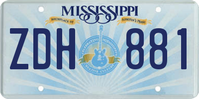 MS license plate ZDH881