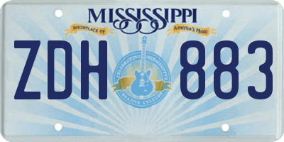 MS license plate ZDH883
