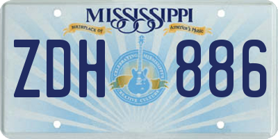 MS license plate ZDH886