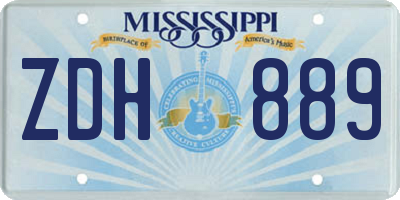 MS license plate ZDH889