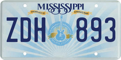 MS license plate ZDH893