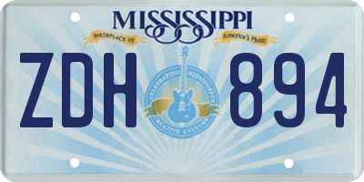 MS license plate ZDH894