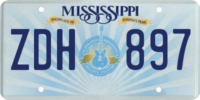 MS license plate ZDH897