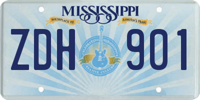 MS license plate ZDH901