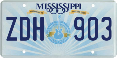 MS license plate ZDH903
