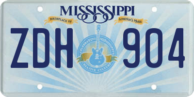 MS license plate ZDH904