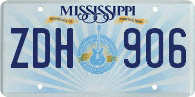 MS license plate ZDH906