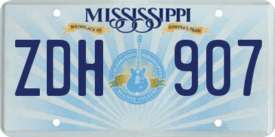 MS license plate ZDH907
