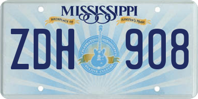 MS license plate ZDH908