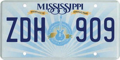 MS license plate ZDH909
