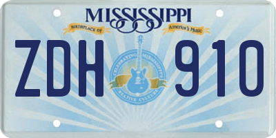 MS license plate ZDH910