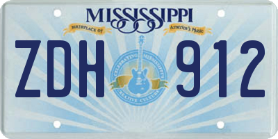 MS license plate ZDH912