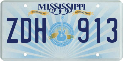 MS license plate ZDH913
