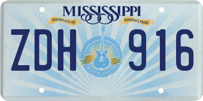MS license plate ZDH916