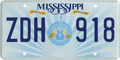 MS license plate ZDH918