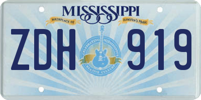MS license plate ZDH919