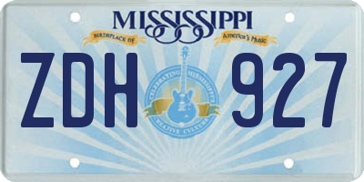 MS license plate ZDH927