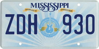 MS license plate ZDH930