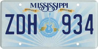 MS license plate ZDH934