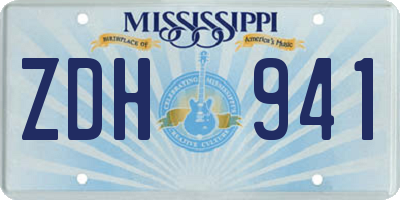 MS license plate ZDH941