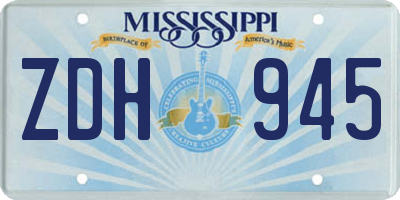 MS license plate ZDH945