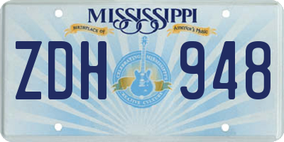 MS license plate ZDH948