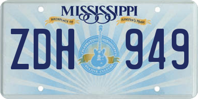 MS license plate ZDH949