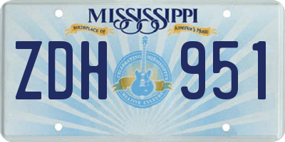 MS license plate ZDH951