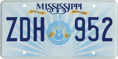 MS license plate ZDH952