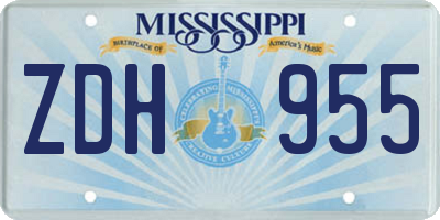 MS license plate ZDH955