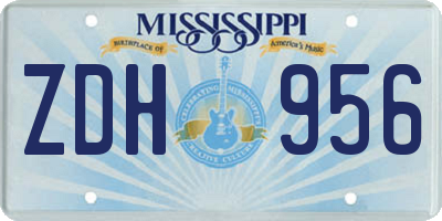 MS license plate ZDH956