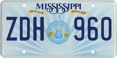 MS license plate ZDH960