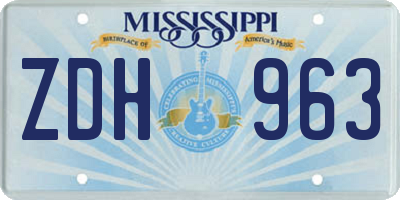 MS license plate ZDH963