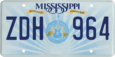 MS license plate ZDH964