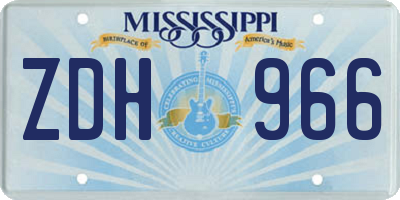 MS license plate ZDH966