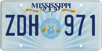 MS license plate ZDH971