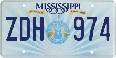 MS license plate ZDH974
