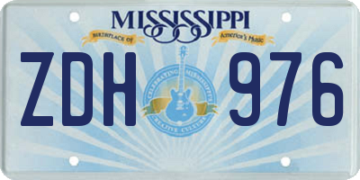 MS license plate ZDH976