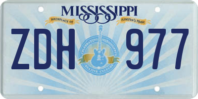 MS license plate ZDH977