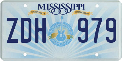 MS license plate ZDH979