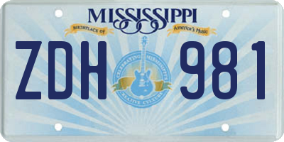 MS license plate ZDH981