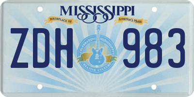 MS license plate ZDH983